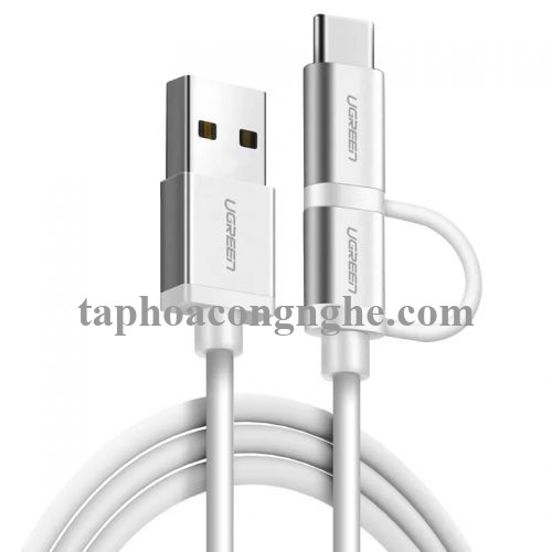 Ugreen 20871 0.5M màu trắng Dây USB 2.0 sang Type-C đầu nhôm US177 30020871